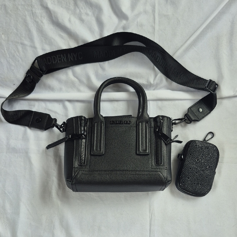 Madden NYC Black Crossbody Bag with Geometric Design